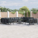 vidaXL Tuinbank Set met kussen 12 pcs Zwart Staal