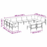vidaXL Tuinbank Set met kussen 12 pcs Zwart Staal