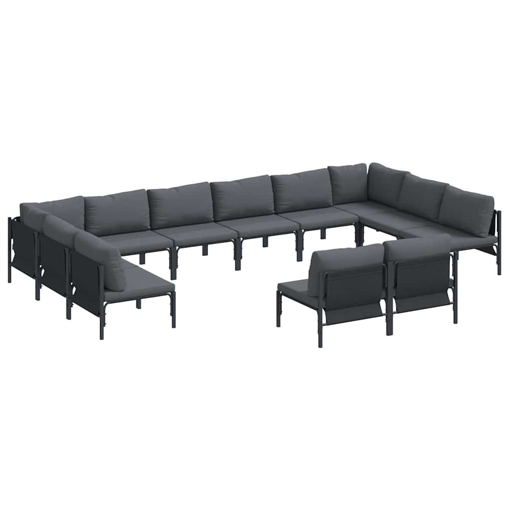 vidaXL Tuinbank Set met kussen 12 pcs Zwart Staal