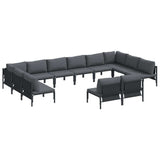 vidaXL Tuinbank Set met kussen 12 pcs Zwart Staal