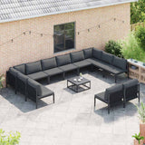 vidaXL Tuinbank Set met kussen 12 pcs Zwart Staal