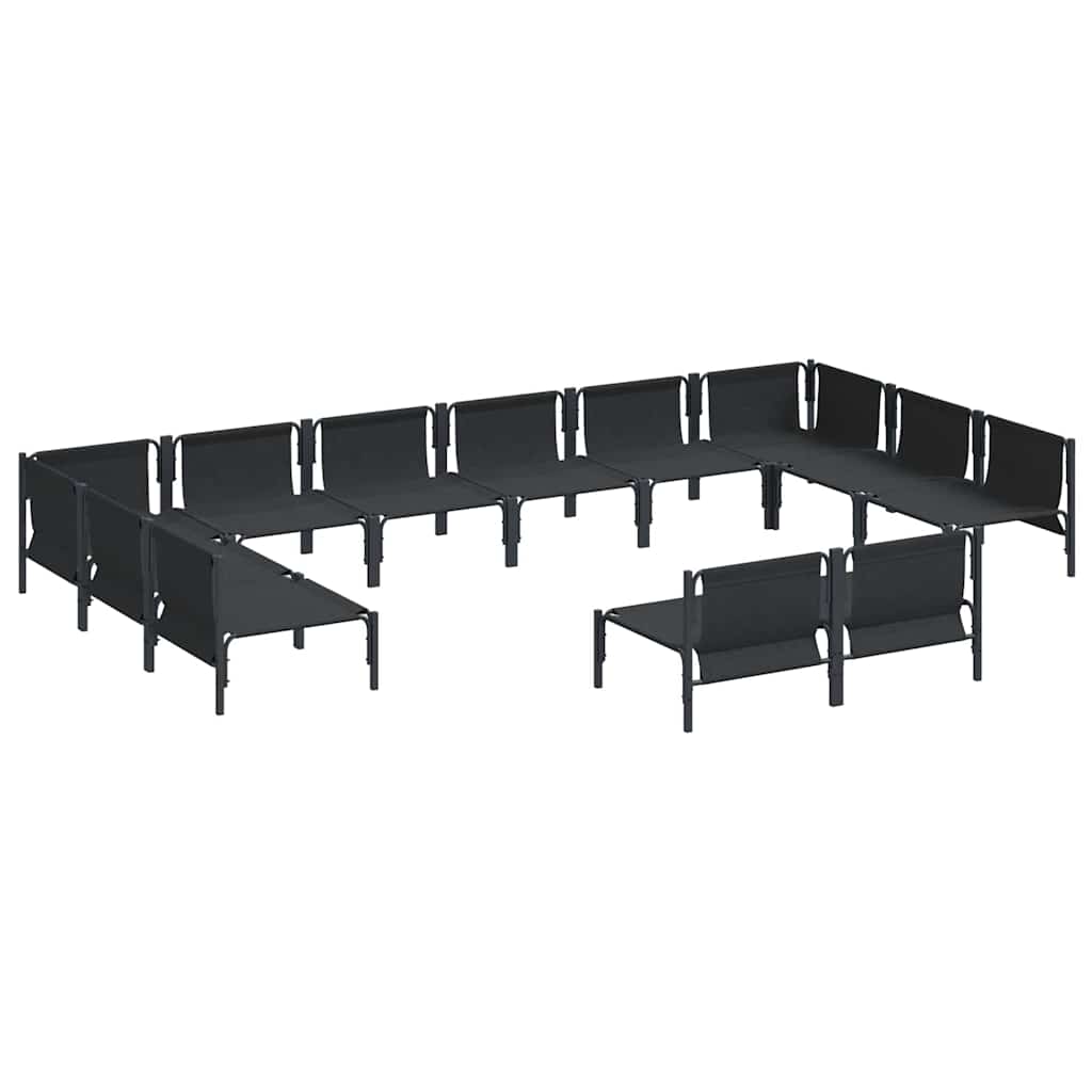vidaXL Tuinbank Set met kussen 12 pcs Zwart Staal