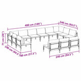 vidaXL Tuinbank Set met kussen 13 pcs Zwart Staal