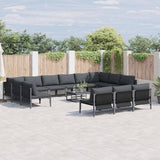 vidaXL Tuinbank Set met kussen 13 pcs Zwart Staal