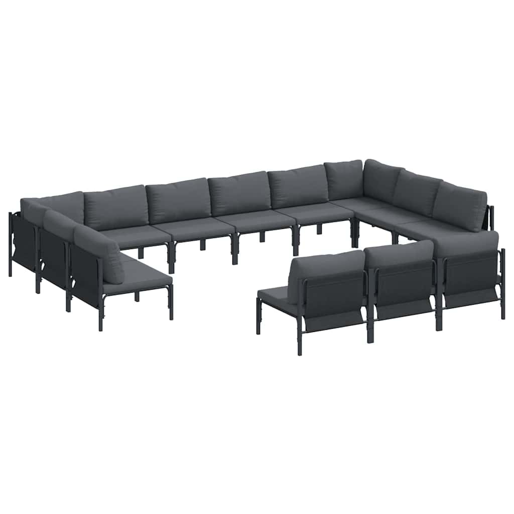 vidaXL Tuinbank Set met kussen 13 pcs Zwart Staal