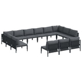 vidaXL Tuinbank Set met kussen 13 pcs Zwart Staal