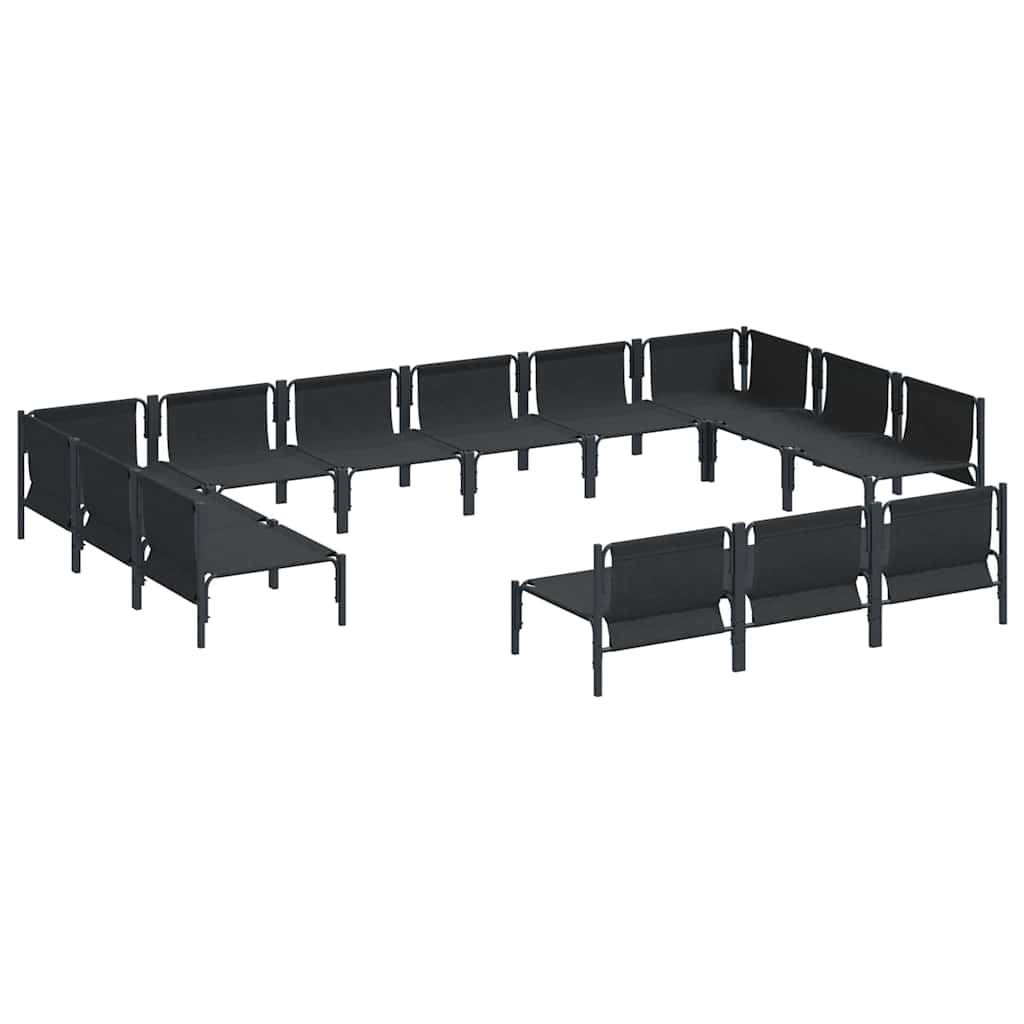 vidaXL Tuinbank Set met kussen 13 pcs Zwart Staal