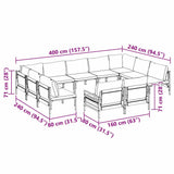 vidaXL Tuinbank Set met kussen 11 pcs Zwart Staal