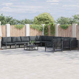 vidaXL Tuinbank Set met kussen 11 pcs Zwart Staal