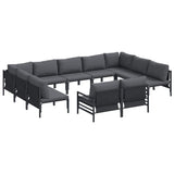 vidaXL Tuinbank Set met kussen 11 pcs Zwart Staal