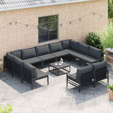 vidaXL Tuinbank Set met kussen 11 pcs Zwart Staal