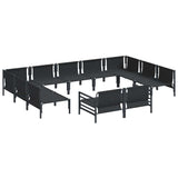 vidaXL Tuinbank Set met kussen 11 pcs Zwart Staal