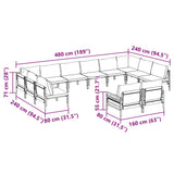 vidaXL Tuinbank Set met kussen 12 pcs Zwart Staal