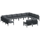 vidaXL Tuinbank Set met kussen 12 pcs Zwart Staal