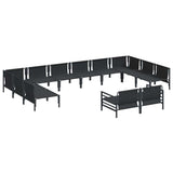 vidaXL Tuinbank Set met kussen 12 pcs Zwart Staal