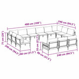 vidaXL Tuinbank Set met kussen 13 pcs Zwart Staal