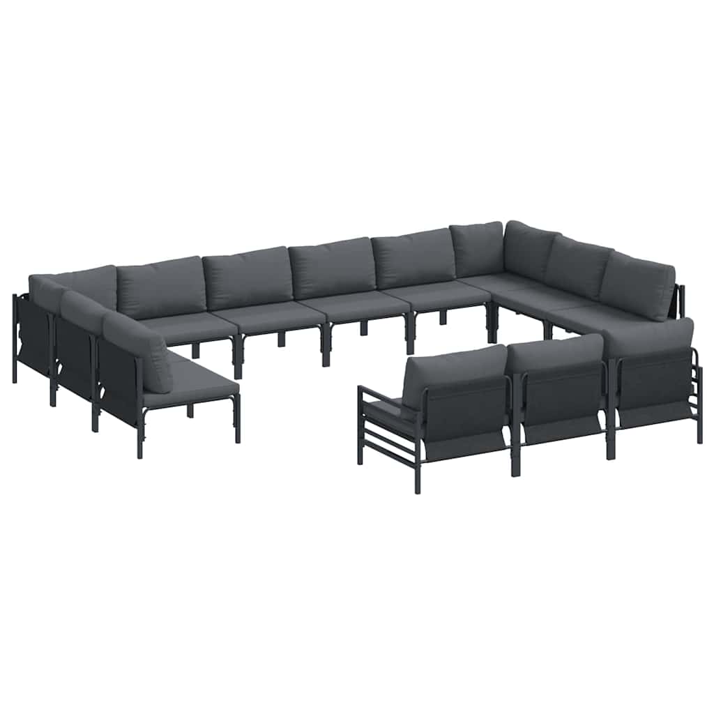 vidaXL Tuinbank Set met kussen 13 pcs Zwart Staal
