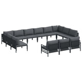 vidaXL Tuinbank Set met kussen 13 pcs Zwart Staal