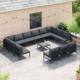 vidaXL Tuinbank Set met kussen 13 pcs Zwart Staal
