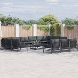 vidaXL Tuinbank Set met kussen 13 pcs Zwart Staal