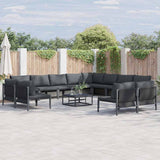 vidaXL Tuinbank Set met kussen 12 pcs Zwart Staal