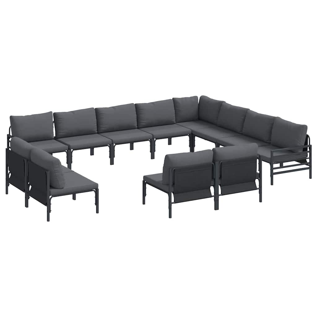 vidaXL Tuinbank Set met kussen 12 pcs Zwart Staal