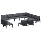 vidaXL Tuinbank Set met kussen 12 pcs Zwart Staal