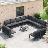 vidaXL Tuinbank Set met kussen 12 pcs Zwart Staal