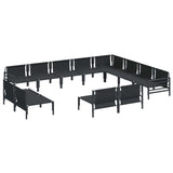 vidaXL Tuinbank Set met kussen 12 pcs Zwart Staal