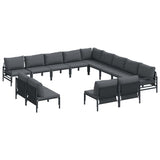 vidaXL Tuinbank Set met kussen 13 pcs Zwart Staal