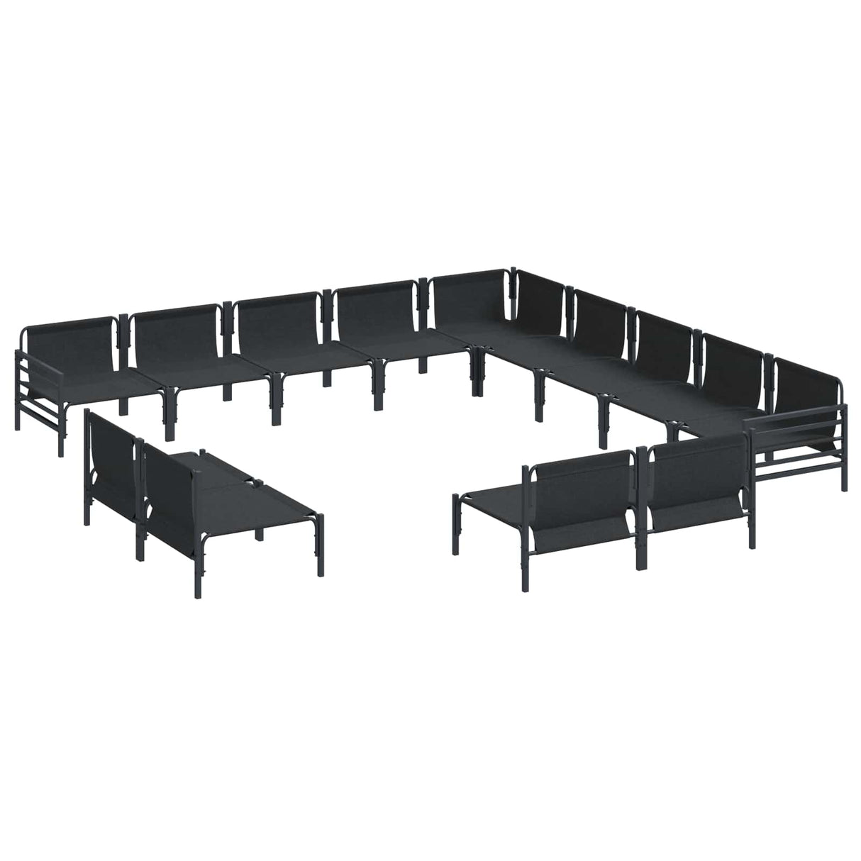 vidaXL Tuinbank Set met kussen 13 pcs Zwart Staal