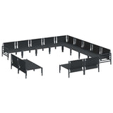 vidaXL Tuinbank Set met kussen 13 pcs Zwart Staal