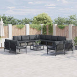 vidaXL Tuinbank Set met kussen 11 pcs Zwart Staal