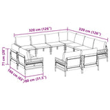 vidaXL Tuinbank Set met kussen 11 pcs Zwart Staal