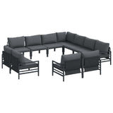 vidaXL Tuinbank Set met kussen 11 pcs Zwart Staal