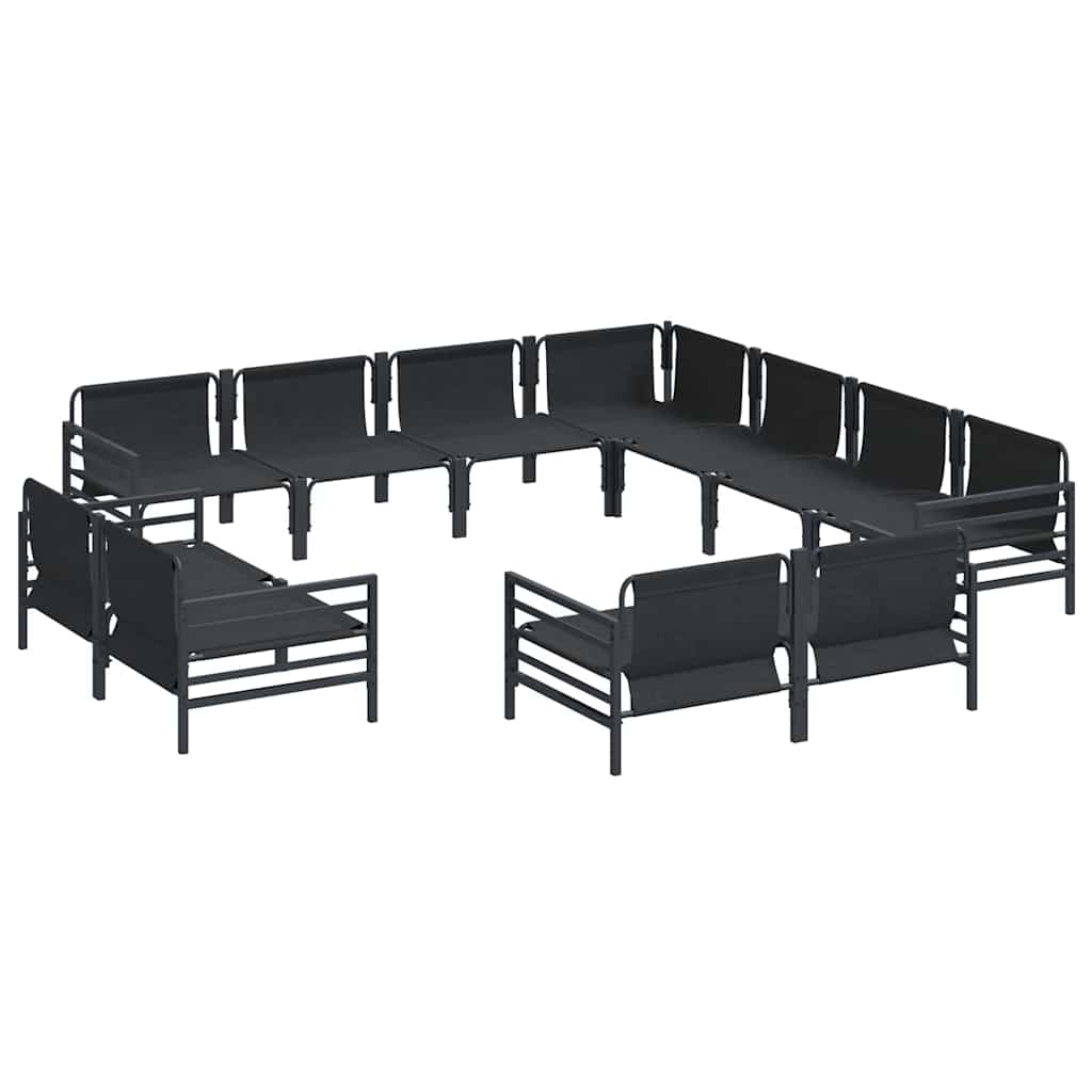 vidaXL Tuinbank Set met kussen 11 pcs Zwart Staal
