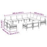 vidaXL Tuinbank Set met kussen 12 pcs Zwart Staal