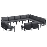 vidaXL Tuinbank Set met kussen 12 pcs Zwart Staal