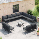 vidaXL Tuinbank Set met kussen 12 pcs Zwart Staal