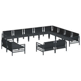 vidaXL Tuinbank Set met kussen 12 pcs Zwart Staal