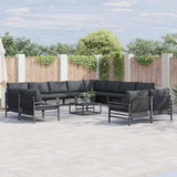 vidaXL Tuinbank Set met kussen 12 pcs Zwart Staal