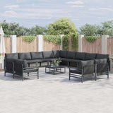 vidaXL Tuinbank Set met kussen 13 pcs Zwart Staal
