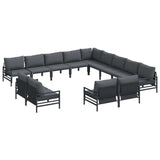 vidaXL Tuinbank Set met kussen 13 pcs Zwart Staal