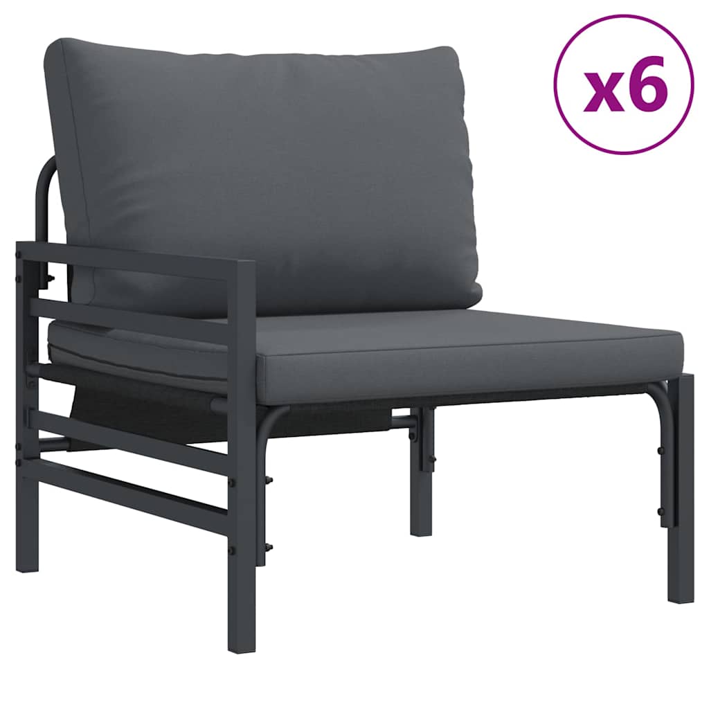 vidaXL Tuinbank Set met kussen 13 pcs Zwart Staal