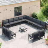 vidaXL Tuinbank Set met kussen 13 pcs Zwart Staal