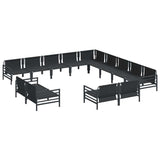 vidaXL Tuinbank Set met kussen 13 pcs Zwart Staal