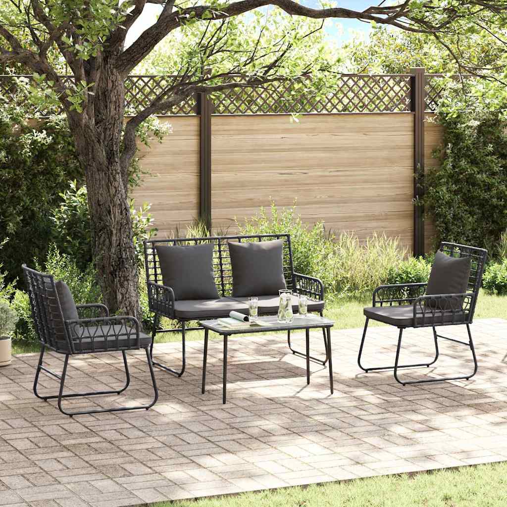 vidaXL Tuinfmeubels Set 4 pcs Zwart en Anthraciet poly rattan