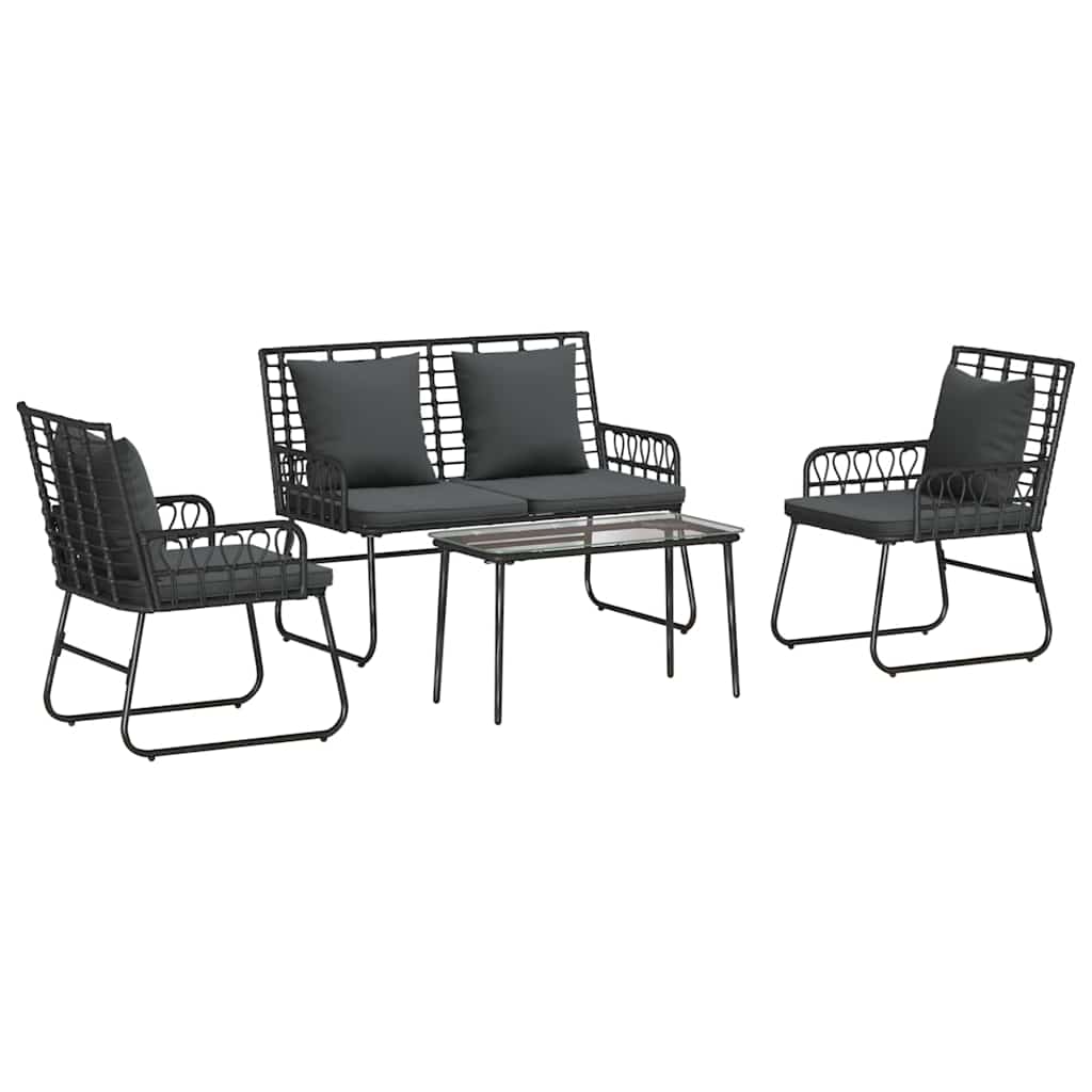vidaXL Tuinfmeubels Set 4 pcs Zwart en Anthraciet poly rattan