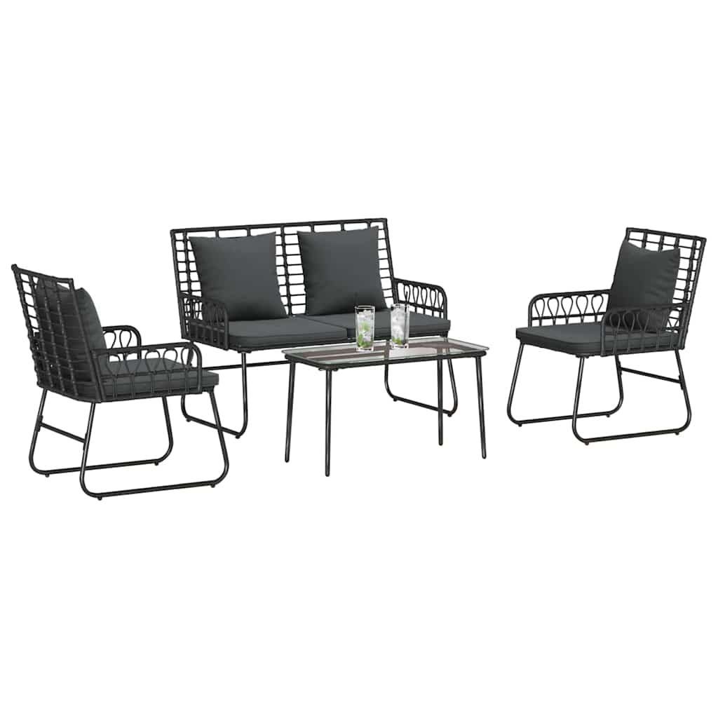 vidaXL Tuinfmeubels Set 4 pcs Zwart en Anthraciet poly rattan