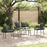 vidaXL Tuinfmeubels Set met kussen 4 pcs Zwart en Crème poly rattan